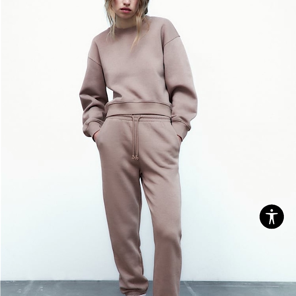 Zara two-piece jogger sweat set - chocolate - size small